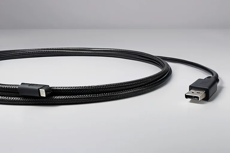 Кабель USB-C с разъёмом на нейтральном фоне